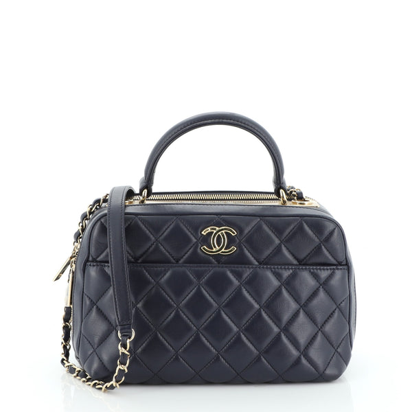 Chanel Trendy CC Bowling Bag Quilted Lambskin Medium Gray