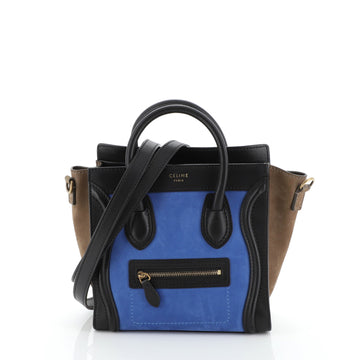Celine Tricolor Luggage Handbag Nubuck Nano