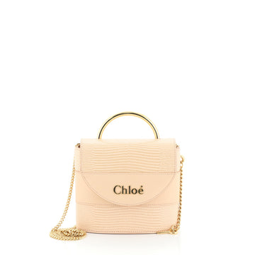 Chloe Aby Lock Handbag Lizard Embossed Leather Small