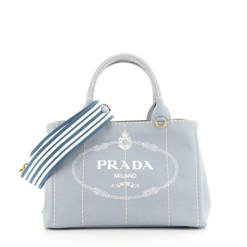 Prada Canapa Convertible Shopping Tote Canvas Small