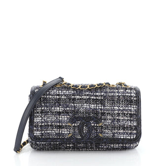 Chanel Filigree Flap Bag Quilted Tweed with Watersnake Medium