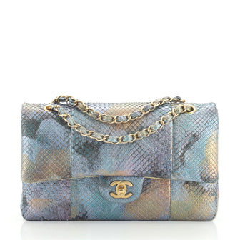 Chanel Classic Double Flap Bag Multicolor Python Medium