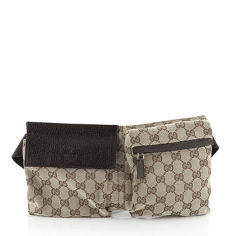 Gucci Vintage Double Belt Bag GG Canvas 