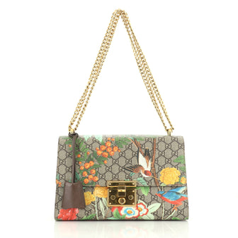Gucci Padlock Shoulder Bag Tian Print GG Coated Canvas Medium