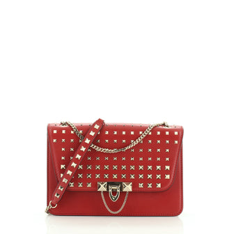 Valentino Rockstud Demilune Shoulder Bag Studded Leather Small