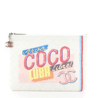 Chanel Coco Cuba Pouch Quilted Printed Canvas Small
