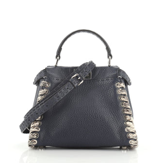 Fendi Selleria Peekaboo Bag Leather with Python Whipstitch Mini