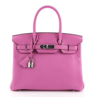 Hermes Birkin Handbag Pink Clemence with Palladium Hardware 30