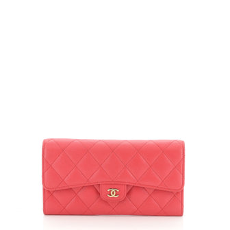Chanel CC Gusset Classic Flap Wallet Quilted Caviar Long