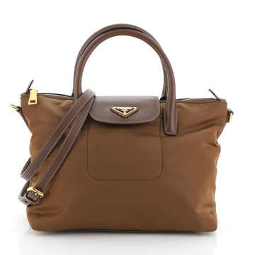 Prada Convertible Flap Tote Tessuto and Saffiano Leather Medium
