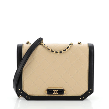 Chanel Octagon CC Clasp Flap Bag Quilted Lambskin Small