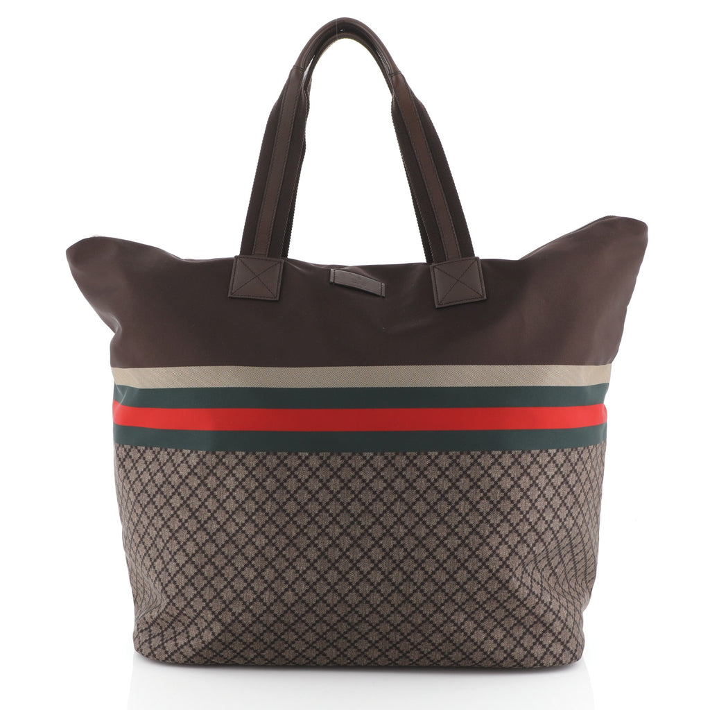 Gucci ディアマンテ ナイロン　トートバッグ Gucci Web Zip Tote Diamante Nylon Large Brown 4748691
