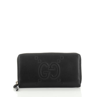 Gucci Zip Around Wallet GucciGhost Embossed Leather Long