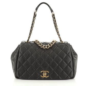 Chanel Pondichery Flap Bag Quilted Aged Calfskin Large