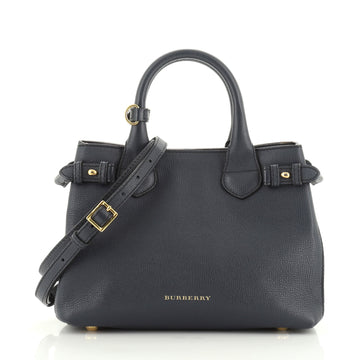 Burberry Banner Convertible Tote Leather and House Check Canvas Small