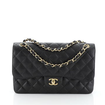 Chanel Classic Double Flap Bag Quilted Caviar Jumbo