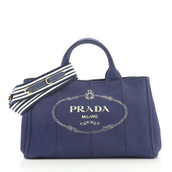 Prada Canapa Convertible Tote Canvas Medium