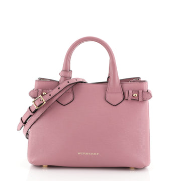 Burberry Banner Convertible Tote Leather and House Check Canvas Small