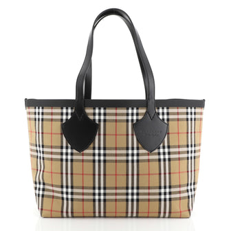 Burberry Reversible Giant Tote Vintage Check Canvas Medium