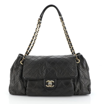 Chanel Coco Pleats Flap Bag Quilted Iridescent Calfskin Maxi