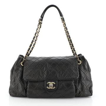 Chanel Coco Pleats Flap Bag Quilted Iridescent Calfskin Maxi