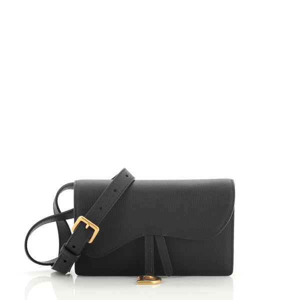Dior Dior Black Ultra Matte Calfskin Saddle Belt Pouch on SALE