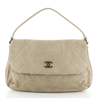 Chanel Wild Stitch Flap Shoulder Bag Quilted Lambskin Large