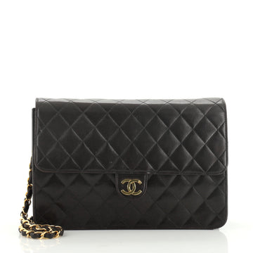 Chanel Vintage Clutch with Chain Quilted Leather Medium