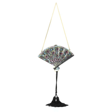 Judith Leiber Fan Minaudiere Crystal 