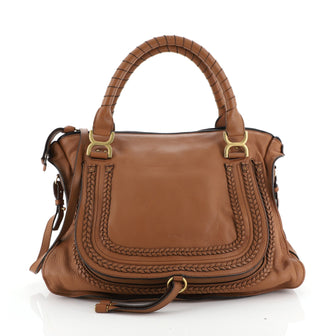 Chloe Marcie Braided Satchel Leather Large
