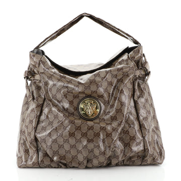 Gucci Hysteria Fold Over Hobo GG Coated Canvas Medium