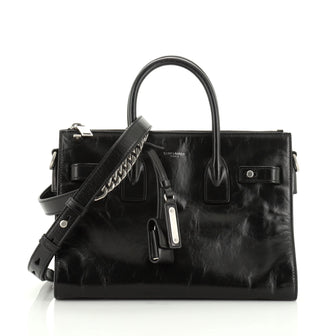 Saint Laurent Sac de Jour Souple Zip Tote Cracked Shiny Leather Baby