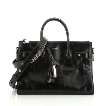 Saint Laurent Sac de Jour Souple Zip Tote Cracked Shiny Leather Baby
