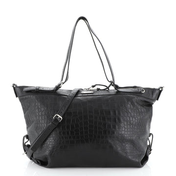 Saint Laurent ID Convertible Bag Crocodile Embossed Leather Large