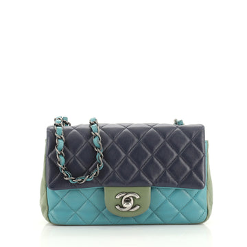 Chanel Tricolor Classic Single Flap Bag Quilted Lambskin Mini