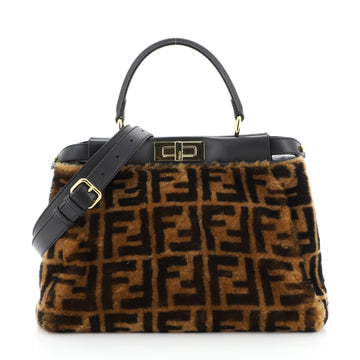 Fendi Peekaboo Bag Zucca Shearling Regular