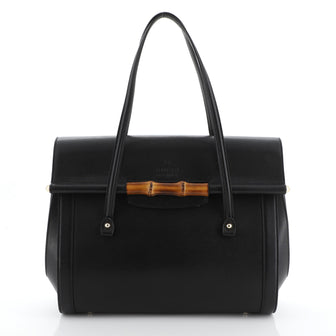 Gucci New Bullet Bamboo Top Handle Bag Leather Large