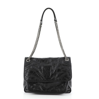 Saint Laurent Niki Chain Flap Bag Matelasse Chevron Leather Medium