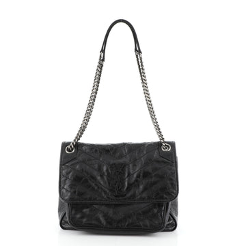 Saint Laurent Niki Chain Flap Bag Matelasse Chevron Leather Medium