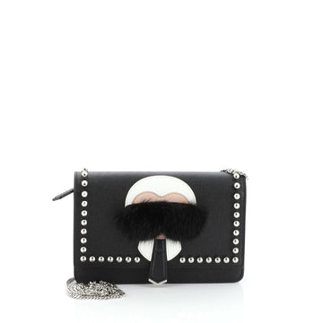 Fendi Karlito Wallet on Chain Studded Saffiano Leather 