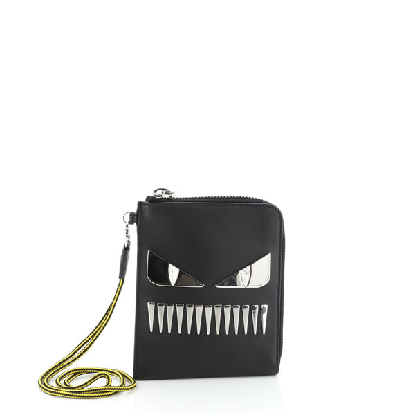 Fendi Monster Zip Around Passport Holder Leather Small 47629
