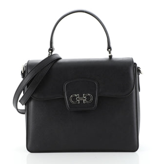 Salvatore Ferragamo Gancini Convertible Top Handle Bag Saffiano Leather Medium