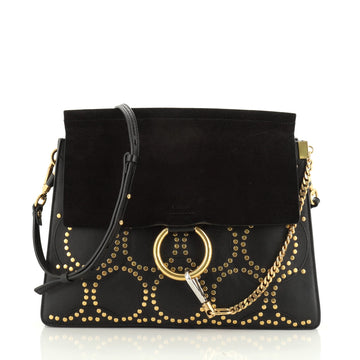 Chloe Faye Shoulder Bag Studded Leather and Suede Medium