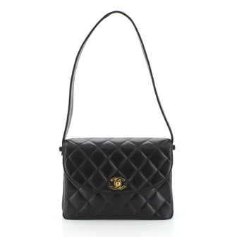Chanel Vintage CC Flap Shoulder Bag Quilted Caviar Small