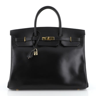 Hermes Birkin Handbag Black Box Calf with Gold Hardware 40