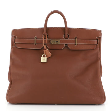 Hermes HAC Birkin Bag Brown Fjord with Gold Hardware 55