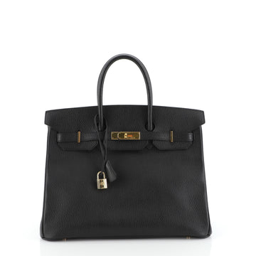 Hermes Birkin Handbag Black Ardennes with Gold Hardware 35