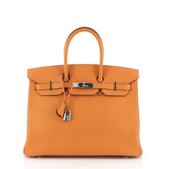 Hermes Birkin Handbag Orange Epsom with Palladium Hardware 35