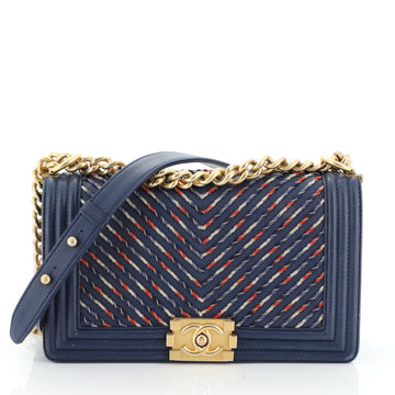 Chanel Boy By the Sea Flap Bag Chevron Embroidered Calfskin Old Medium