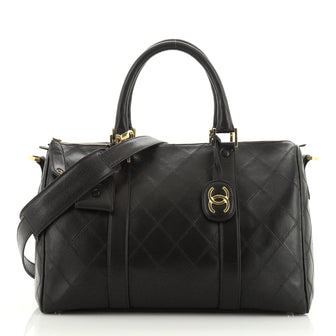 Vintage Diamond Stitch Boston Bag Quilted Lambskin Medium